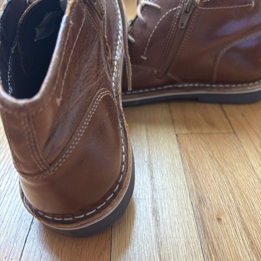 Steve Madden Harken Boys Cognac Leather Lace & Zip Up Sz 7B Chukka Boot - Picture 4 of 13